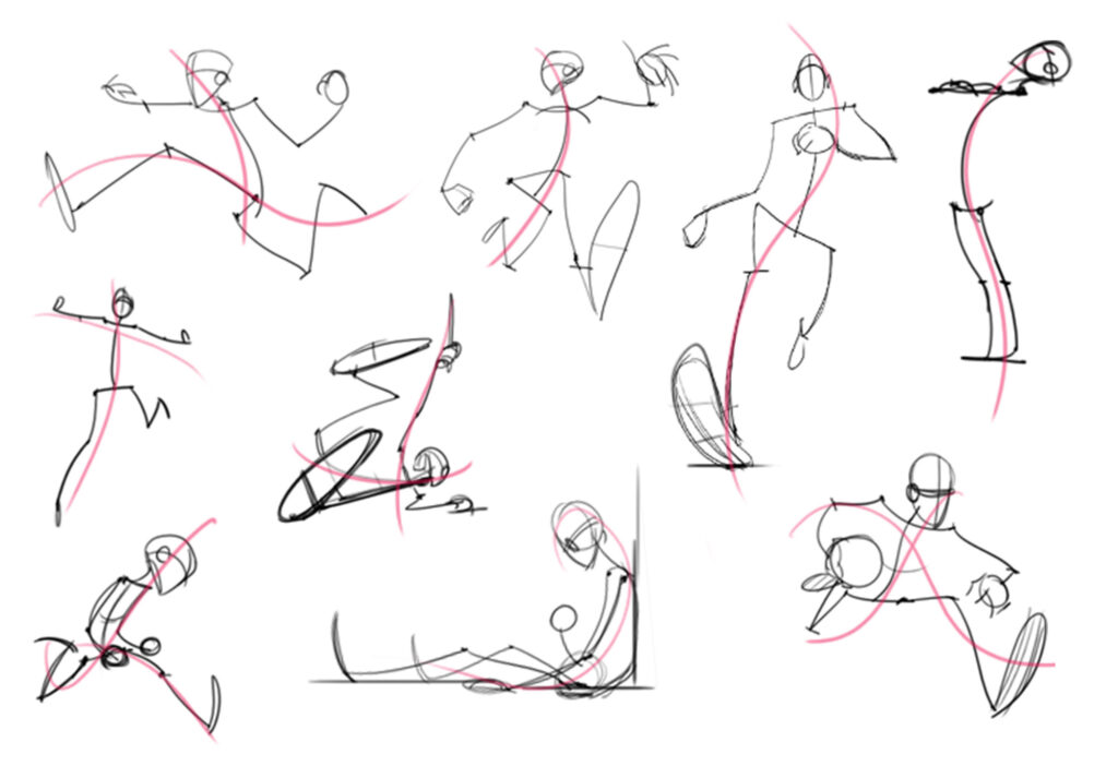 stick figure action poses based on the published illustrations of Frank Stockton