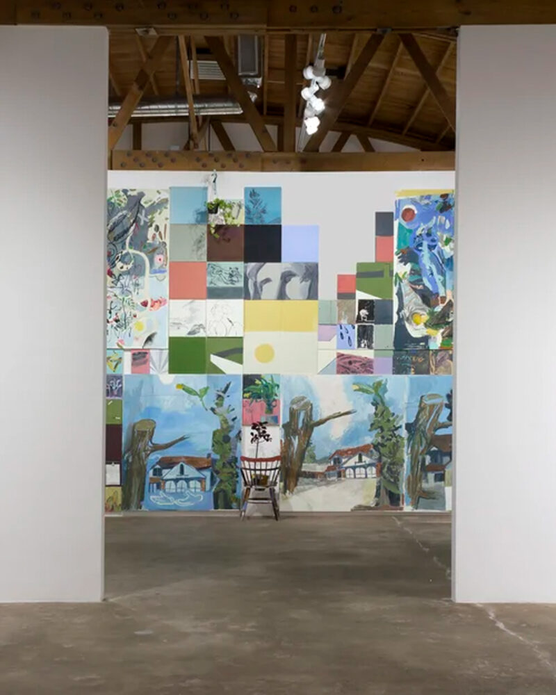 the view from the front door of the Denk gallery upon approaching the Big House installation.