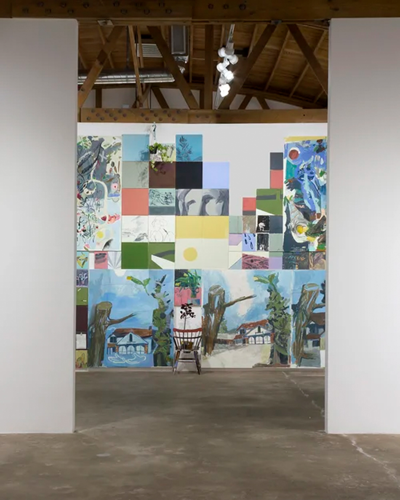 the view from the front door of the Denk gallery upon approaching the Big House installation.