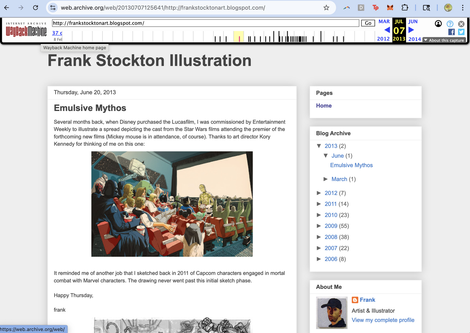 screen shot of frankstocktonart.blogspot.com from the wayback machine